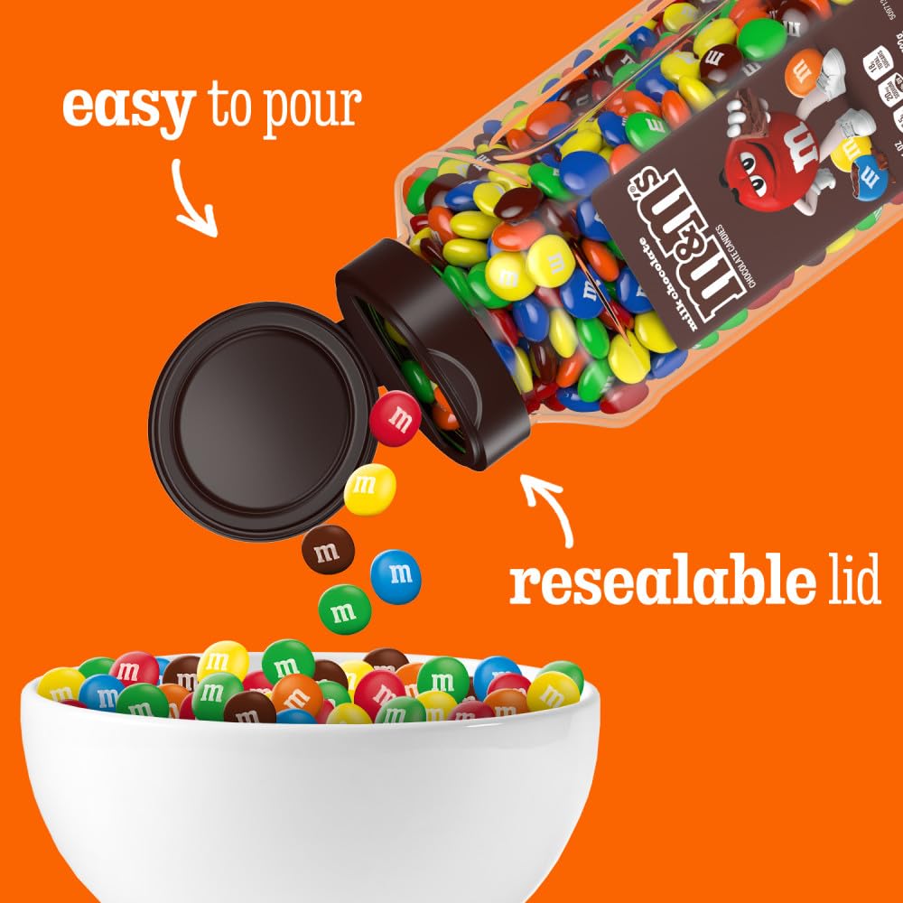 M&M'S Milk Chocolate Bulk Candy Jars – Resealable & Recyclable, 2x25.5 oz