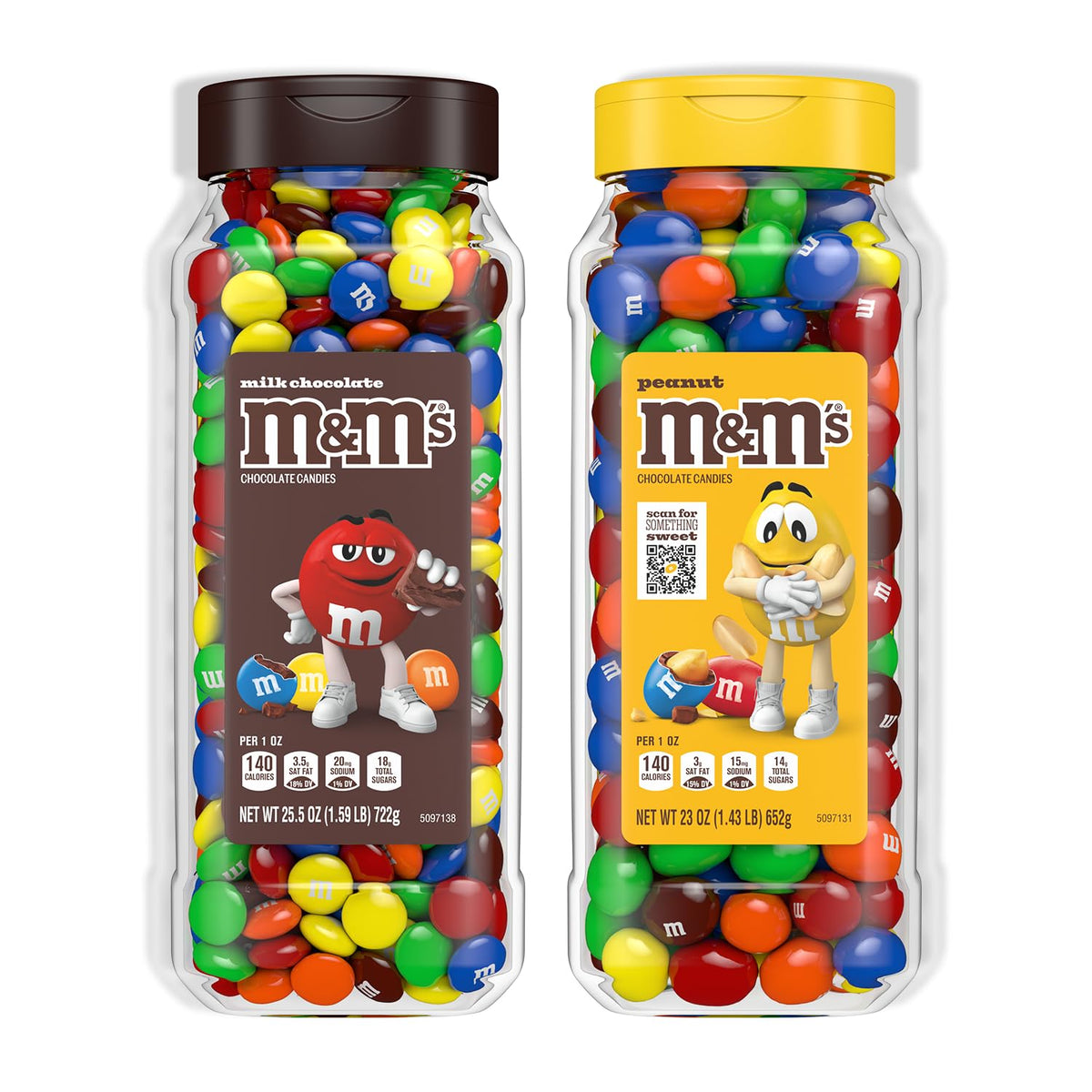 M&M'S Milk Chocolate & Peanut Bulk Candy Jars – Party Size, 2 x 48.5 oz, Recyclable & Resealable