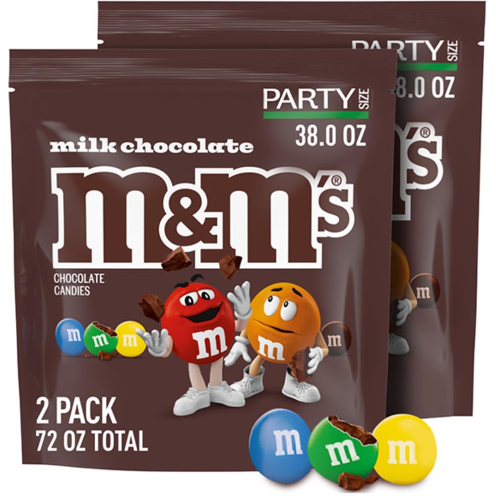 M&M'S Milk Chocolate Candy – Party Size Bulk (2 x 38 oz) Resealable Bags