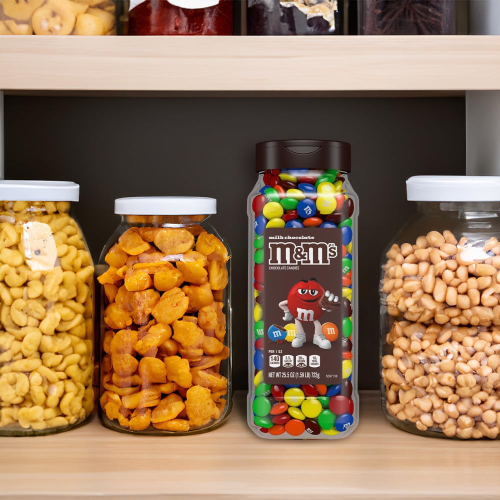 M&M'S Milk Chocolate Bulk Candy Jars – Resealable & Recyclable, 2x25.5 oz