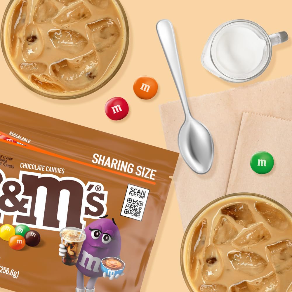 M&M'S Caramel Cold Brew Chocolate Candy – Sharing Size, 9.05 oz Bags (Pack of 8)