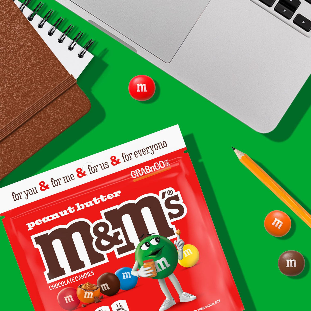 M&M'S Peanut Butter Milk Chocolate Candy — Grab N Go 4.5 oz Bags (Pack of 8)