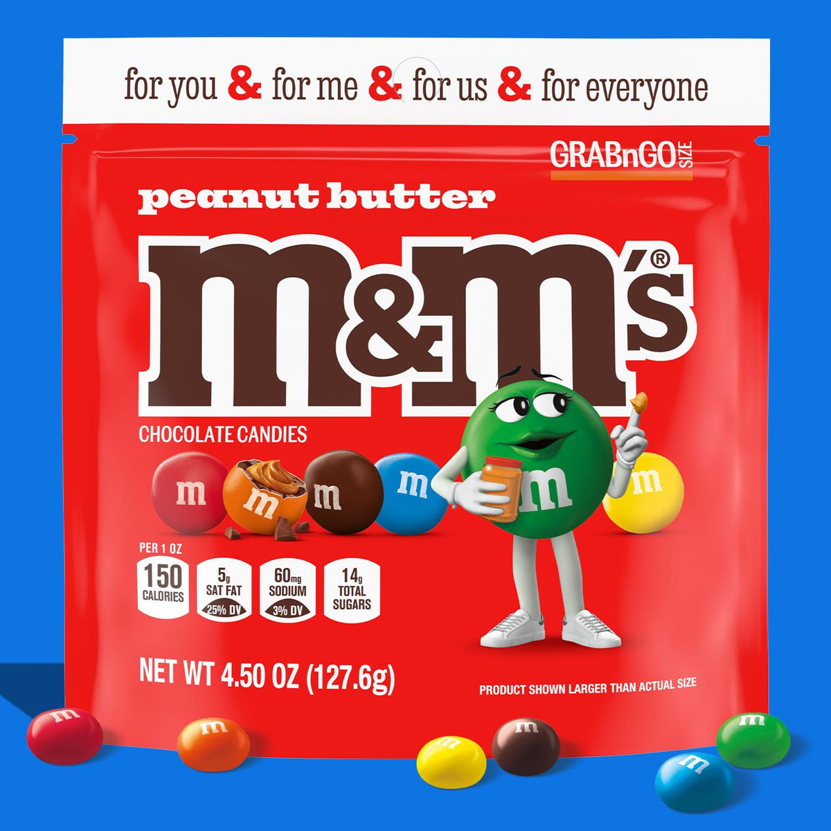 M&M'S Peanut Butter Milk Chocolate Candy — Grab N Go 4.5 oz Bags (Pack of 8)