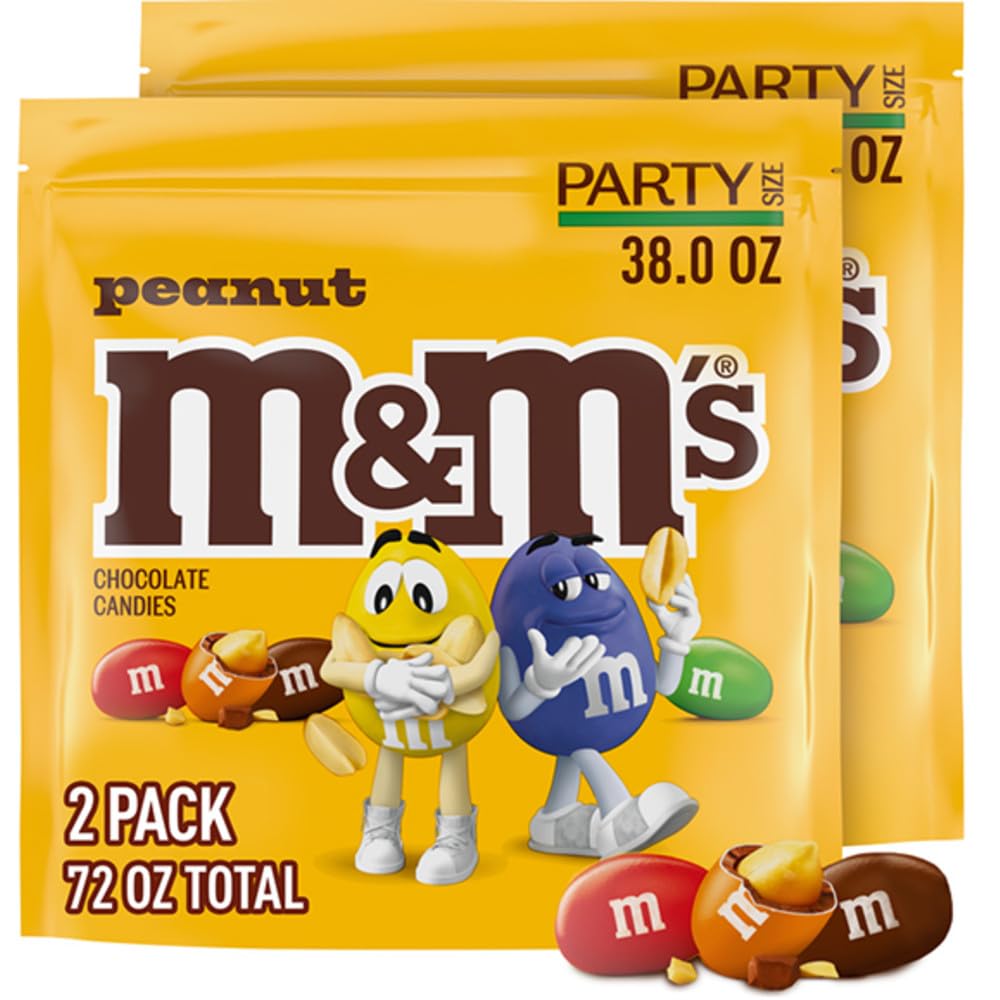 M&M'S Peanut Milk Chocolate Candy — Bulk Party Size (2 x 38 oz Bags)