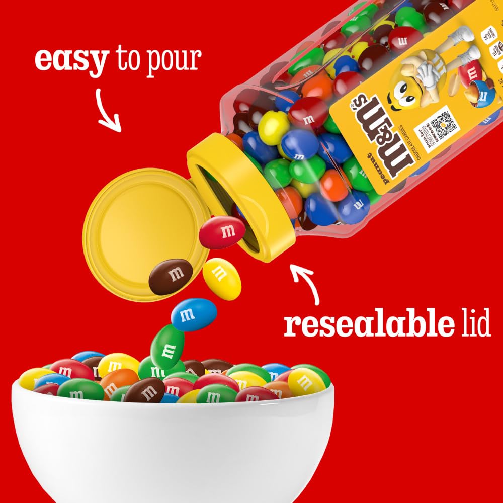 M&M'S Peanut Candy Jars – 2-Pack, 23 oz Each | Party Size Bulk, Recyclable Jars