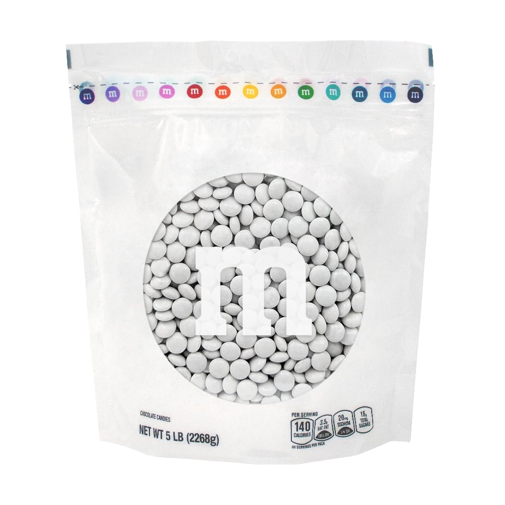 M&M'S WORLD White Milk Chocolate Candy - 5 lb Resealable Bulk Pack