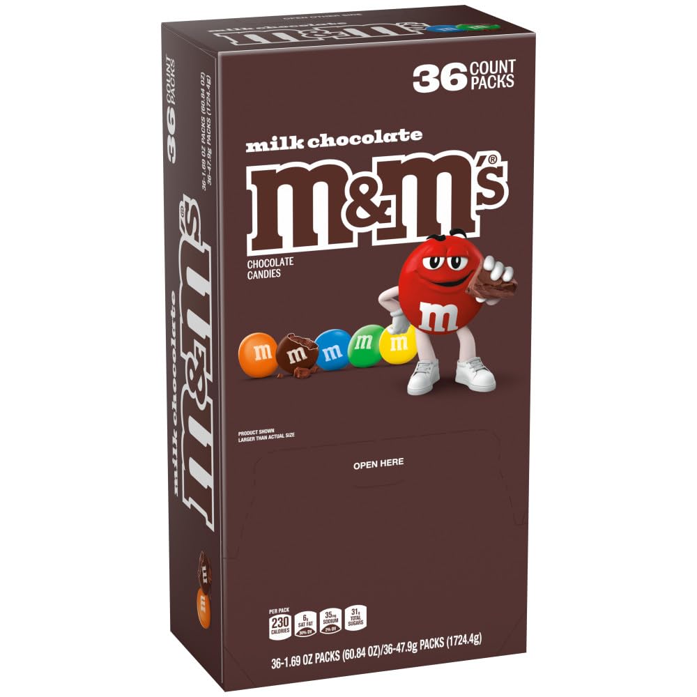 M&M'S Milk Chocolate Candy Bulk – 36 Bags (1.69 oz Each)