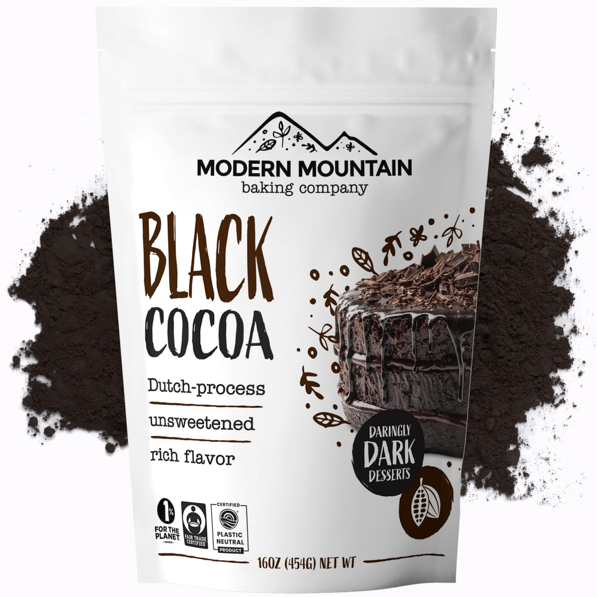 MODERN MOUNTAIN Black Cocoa Powder (1 lb) – Unsweetened, Dutch-Processed, Fair Trade