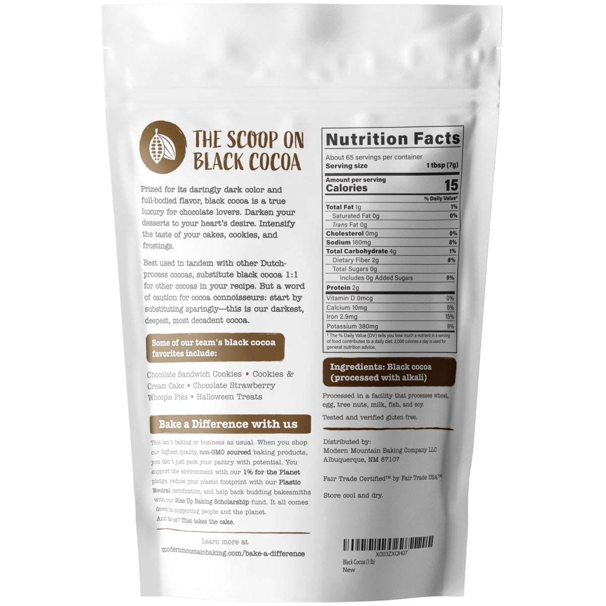 MODERN MOUNTAIN Black Cocoa Powder (1 lb) – Unsweetened, Dutch-Processed, Fair Trade