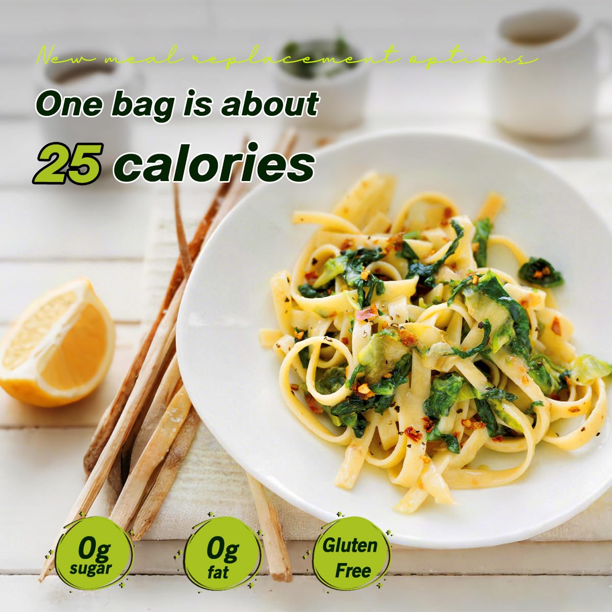 MOKI Wide Konjac Oat Fiber Noodles — 12-Pack Shirataki Thai Fettuccine, Low-Carb & Vegan
