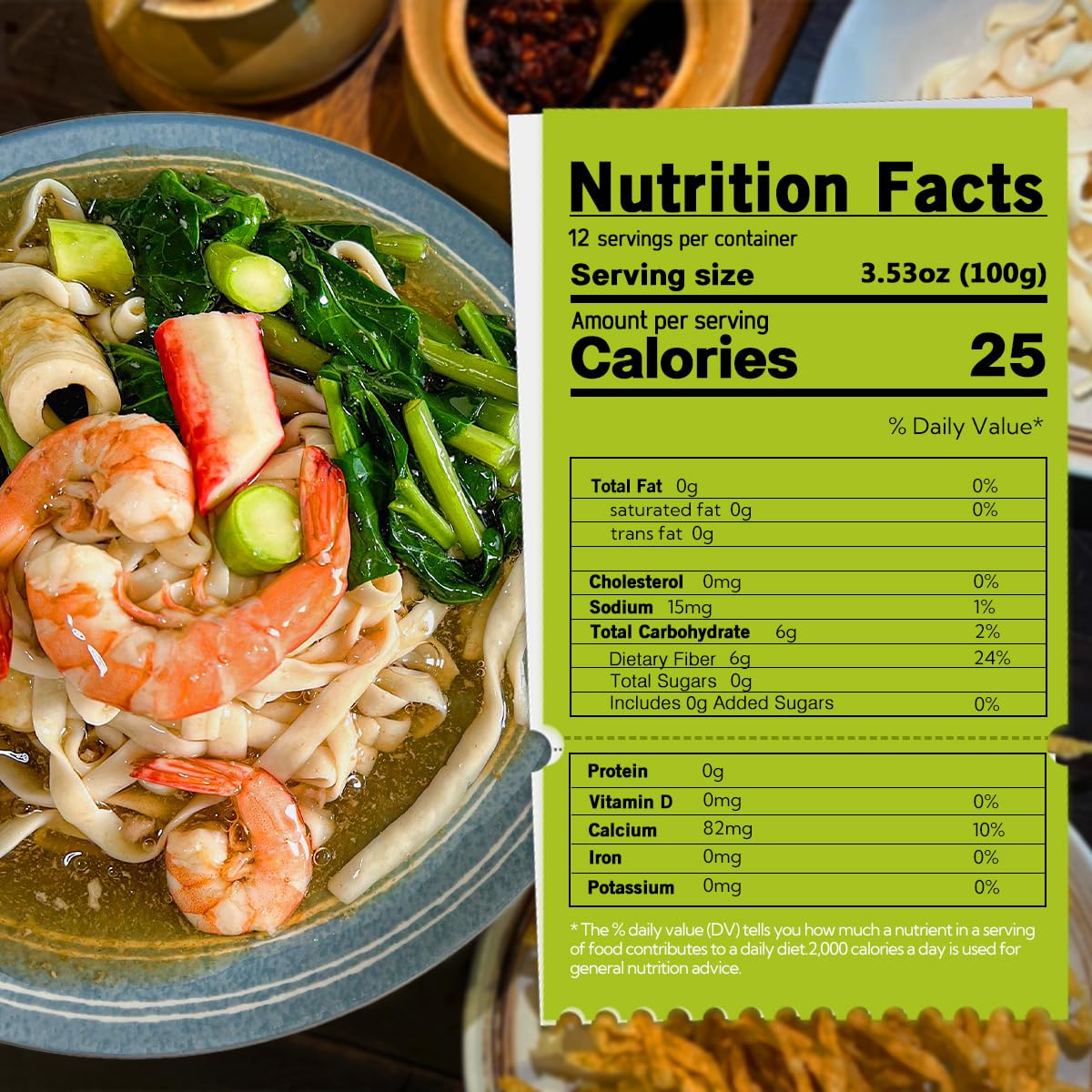 MOKI Wide Konjac Oat Fiber Noodles — 12-Pack Shirataki Thai Fettuccine, Low-Carb & Vegan