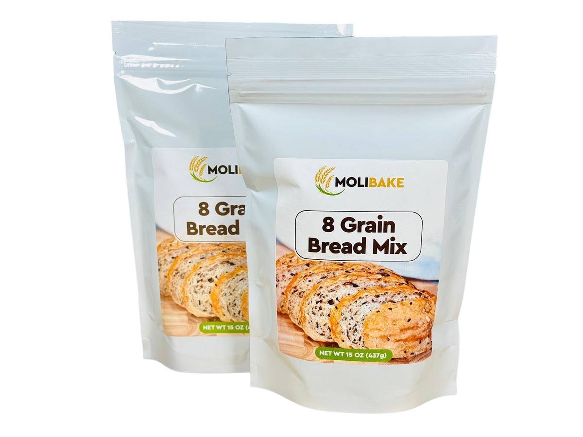 Molibake 8 Grain Bread Mix – Pack of 2 for Bread Machine & Oven | 15 oz