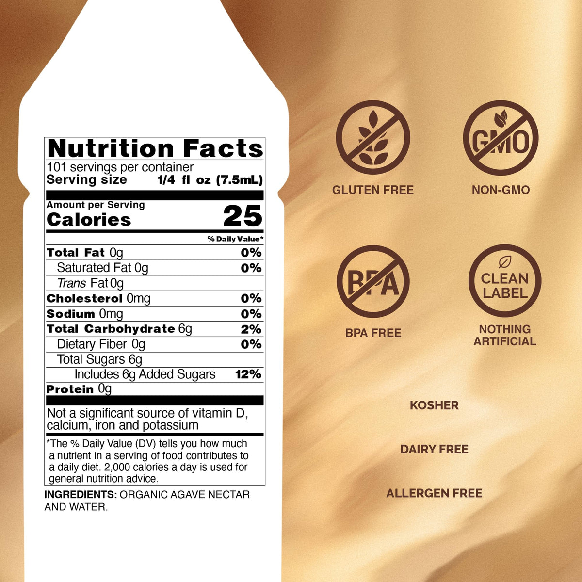 Monin Organic Agave Syrup – Sweet, Honey-Nut Flavor, 1L | Gluten-Free, Vegan, Non-GMO