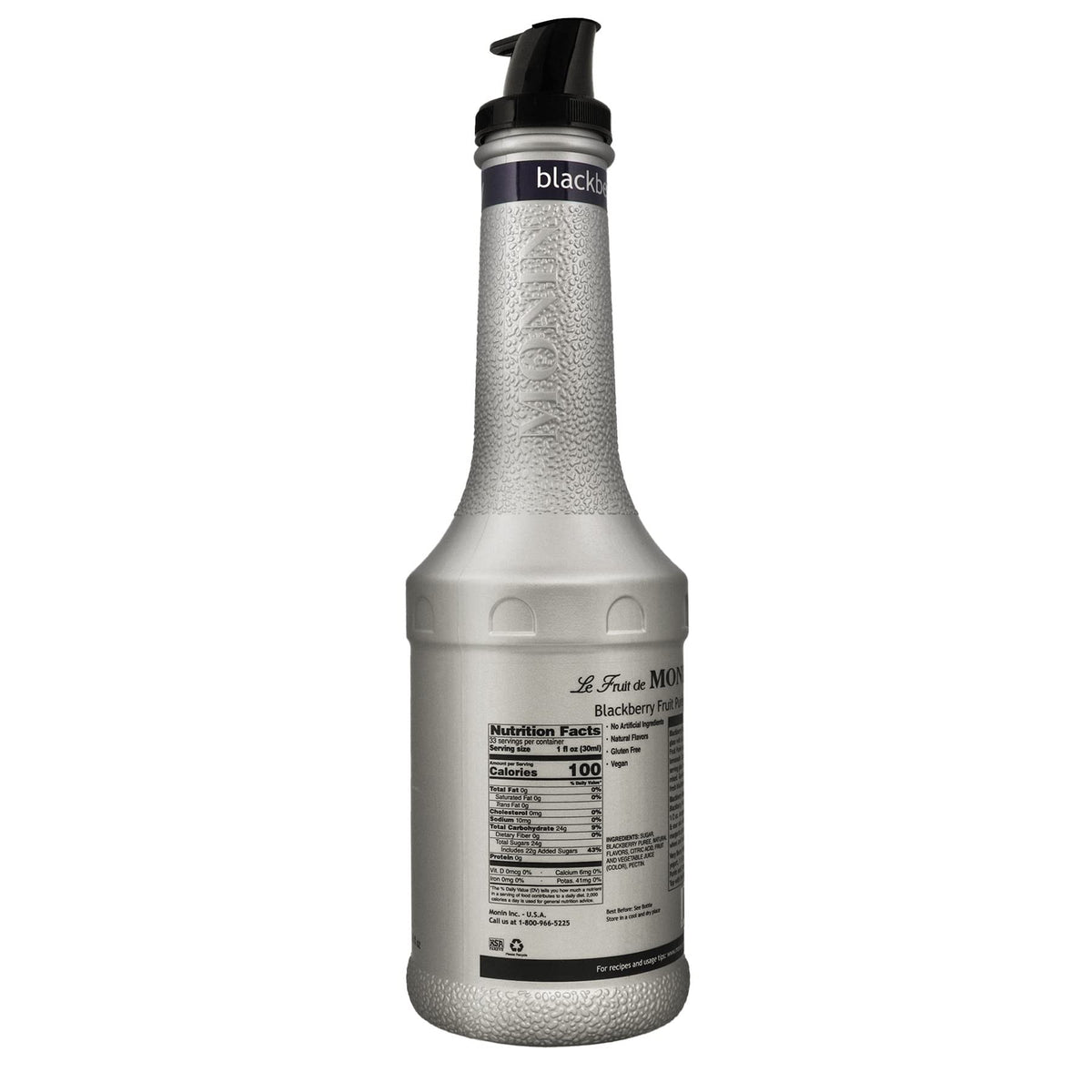 Monin Blackberry Purée | Premium Purée for Cocktails & More | Clean Label, BPA-Free Bottle (1 Liter)