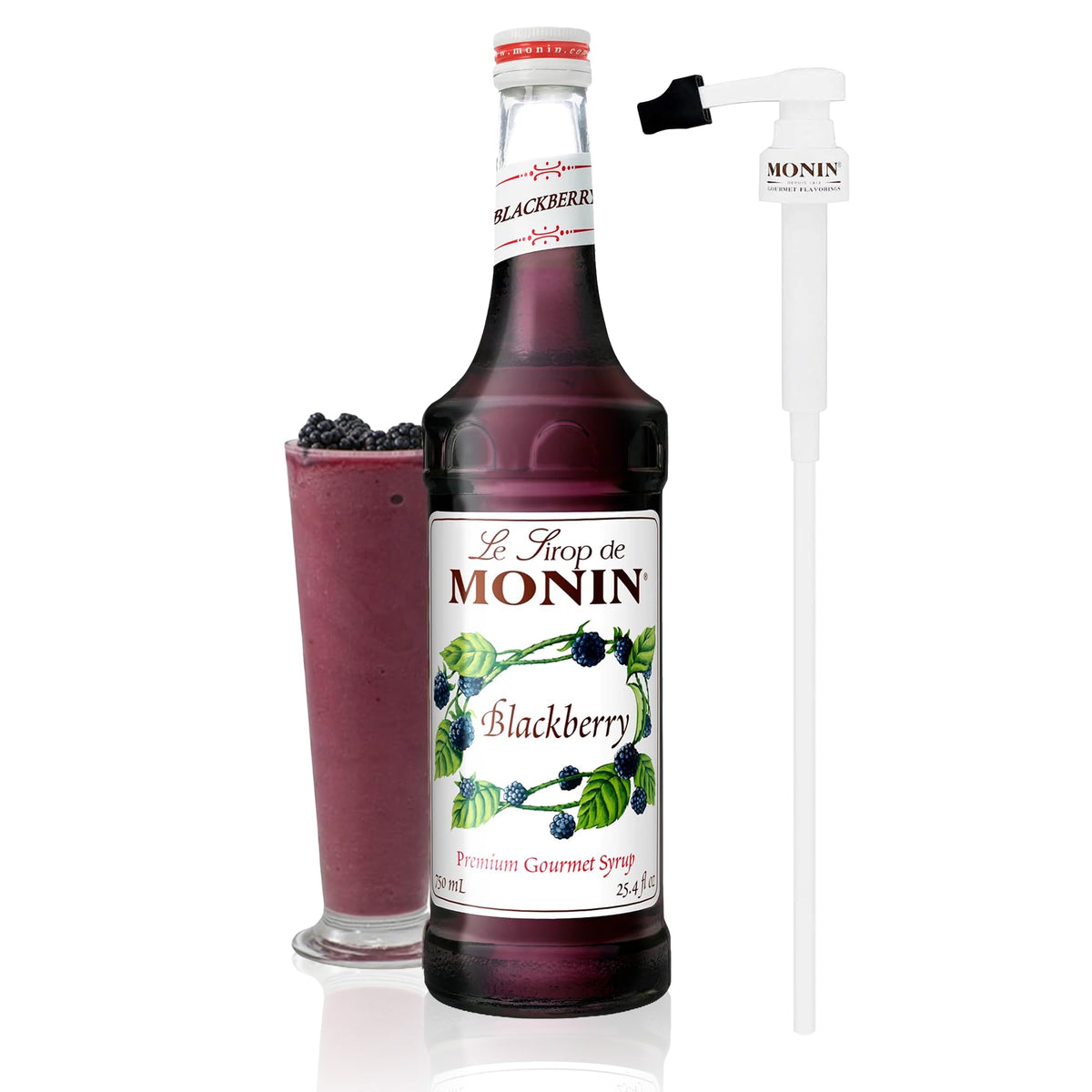 Monin Blackberry Syrup with BPA-Free Pump – Boxed 750 ml, Gluten-Free & Non-GMO