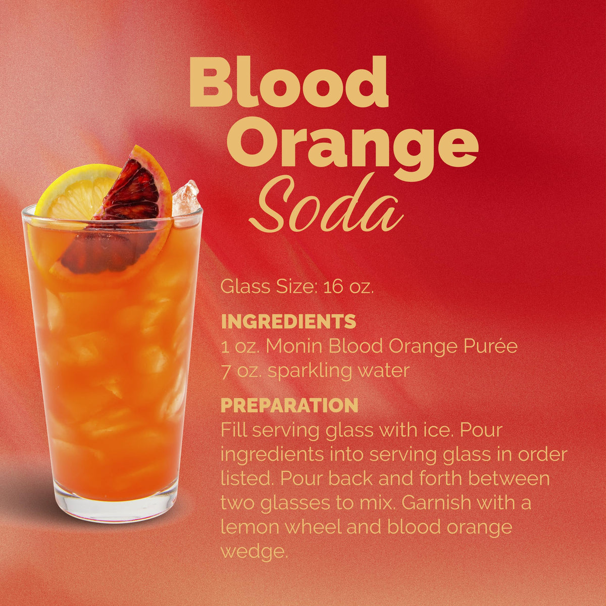 Monin Blood Orange Purée – Tart, Juicy Citrus for Lemonades, Cocktails & Culinary Creations | 1 Liter