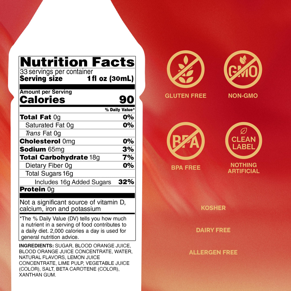 Monin Blood Orange Purée – Tart, Juicy Citrus for Lemonades, Cocktails & Culinary Creations | 1 Liter