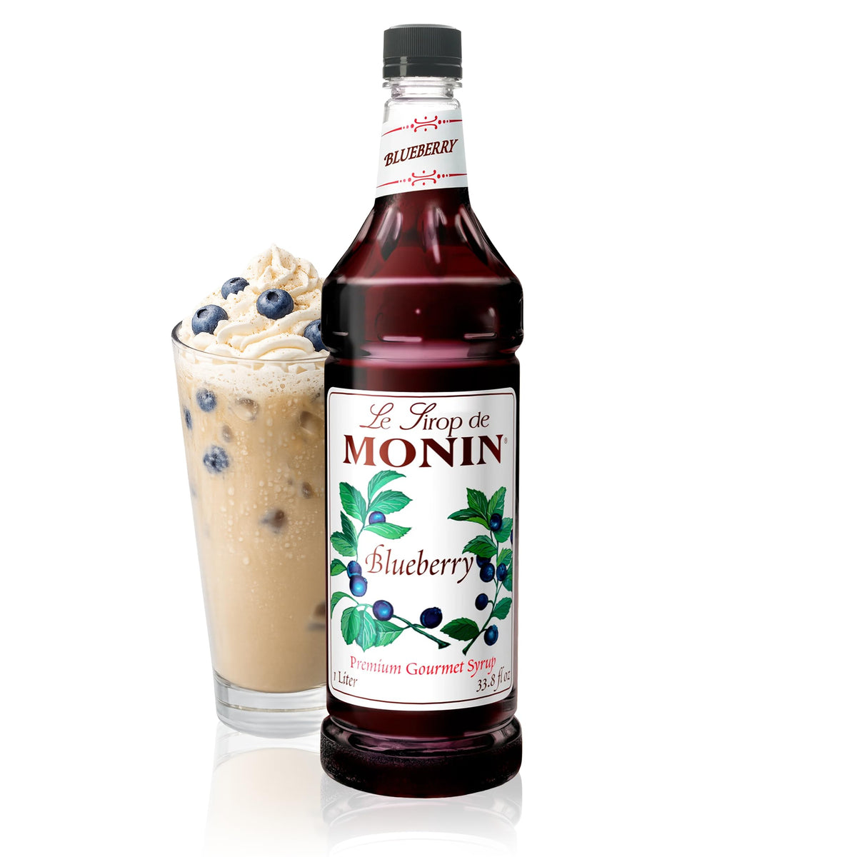 Monin Blueberry Syrup – Mildly Sweet & Tart Flavor (1 L) for Teas, Lemonades & Cocktails