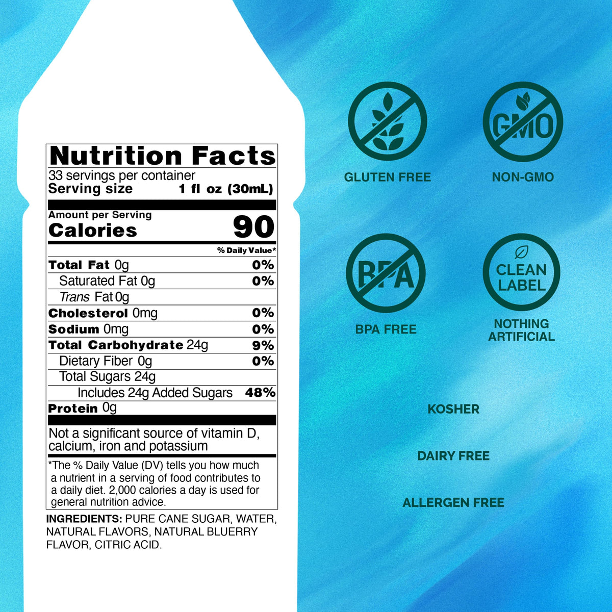 Monin Blueberry Syrup – Mildly Sweet & Tart Flavor (1 L) for Teas, Lemonades & Cocktails