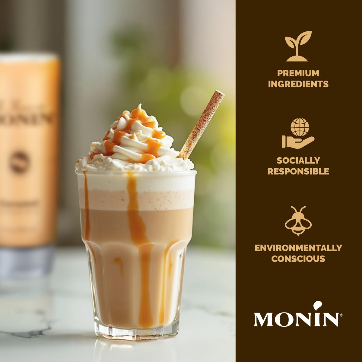 Monin Gourmet Caramel Sauce – Rich & Buttery for Desserts, Coffee, and Snacks (64 oz)