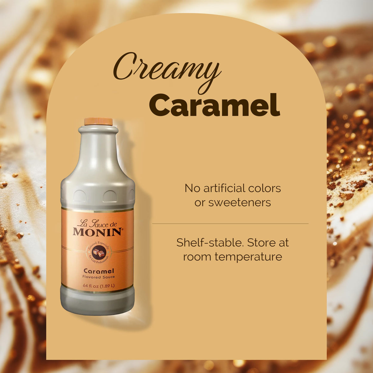 Monin Gourmet Caramel Sauce – Rich & Buttery for Desserts, Coffee, and Snacks (64 oz)