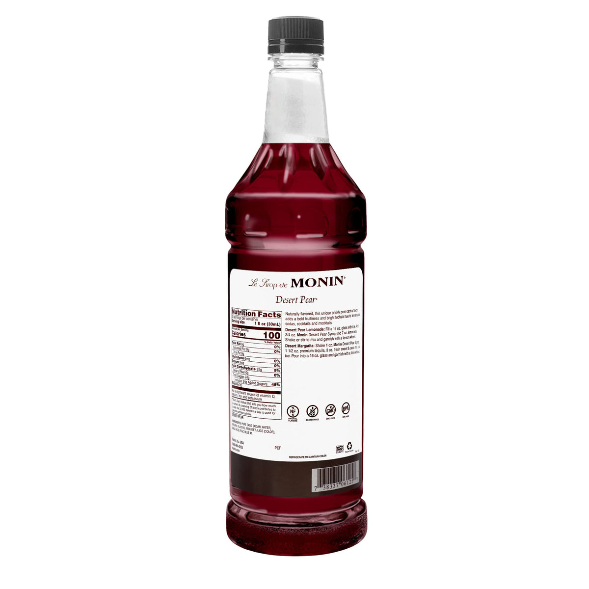 Monin Desert Pear Syrup – Bold Prickly Pear & Pear Flavor, 1 L, Non-GMO, Gluten-Free