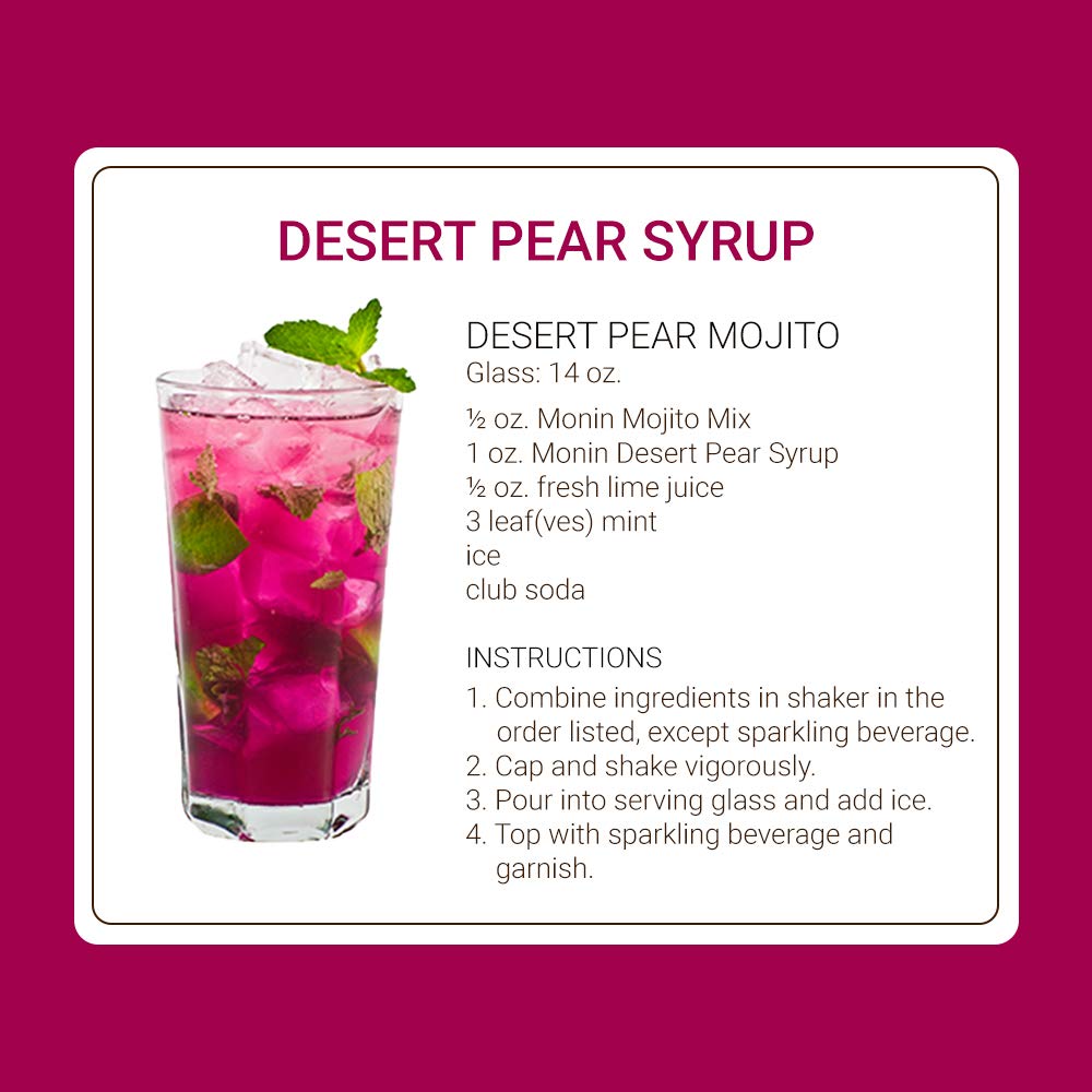 Monin Desert Pear Syrup – Bold Prickly Pear & Pear Flavor, 1 L, Non-GMO, Gluten-Free