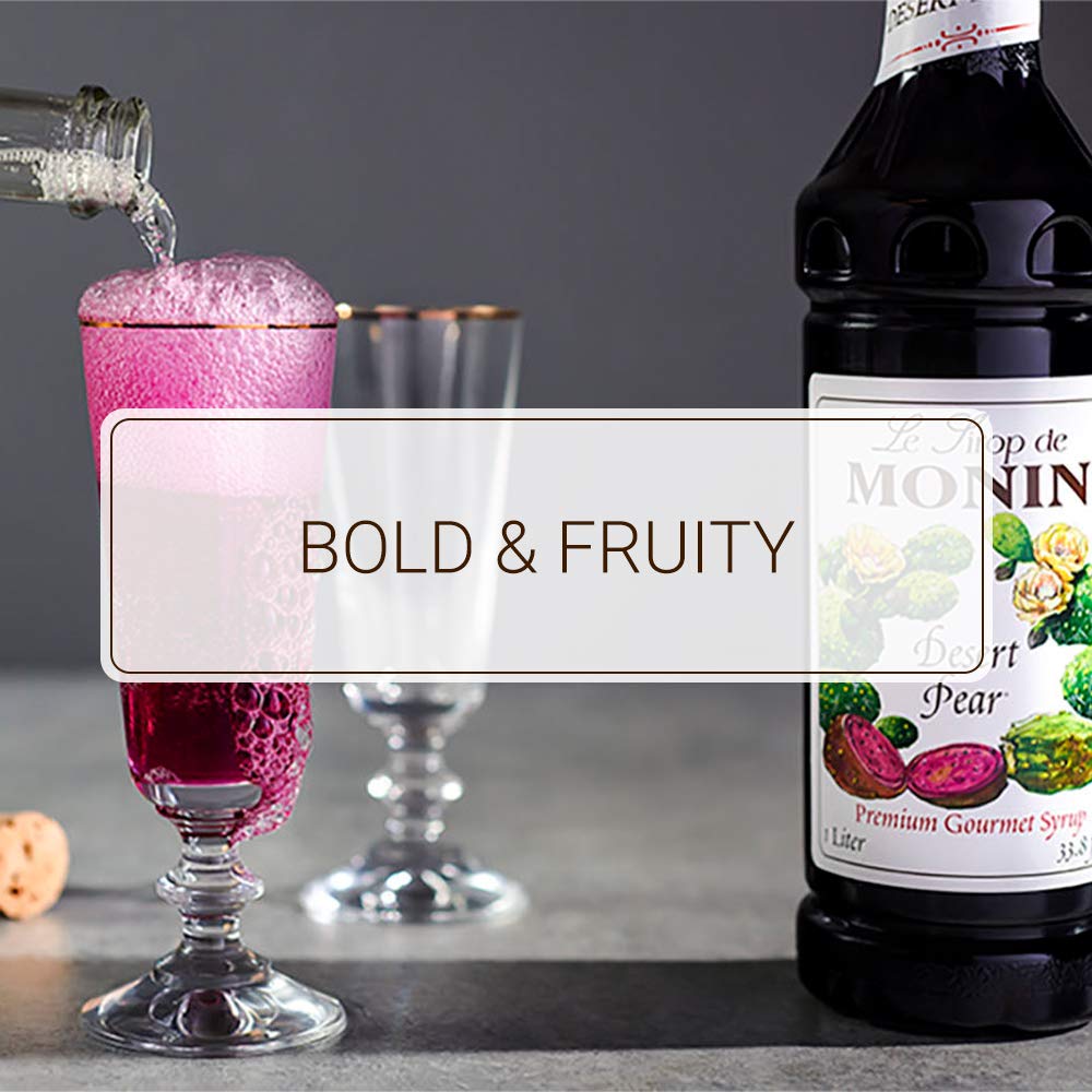 Monin Desert Pear Syrup – Bold Prickly Pear & Pear Flavor, 1 L, Non-GMO, Gluten-Free