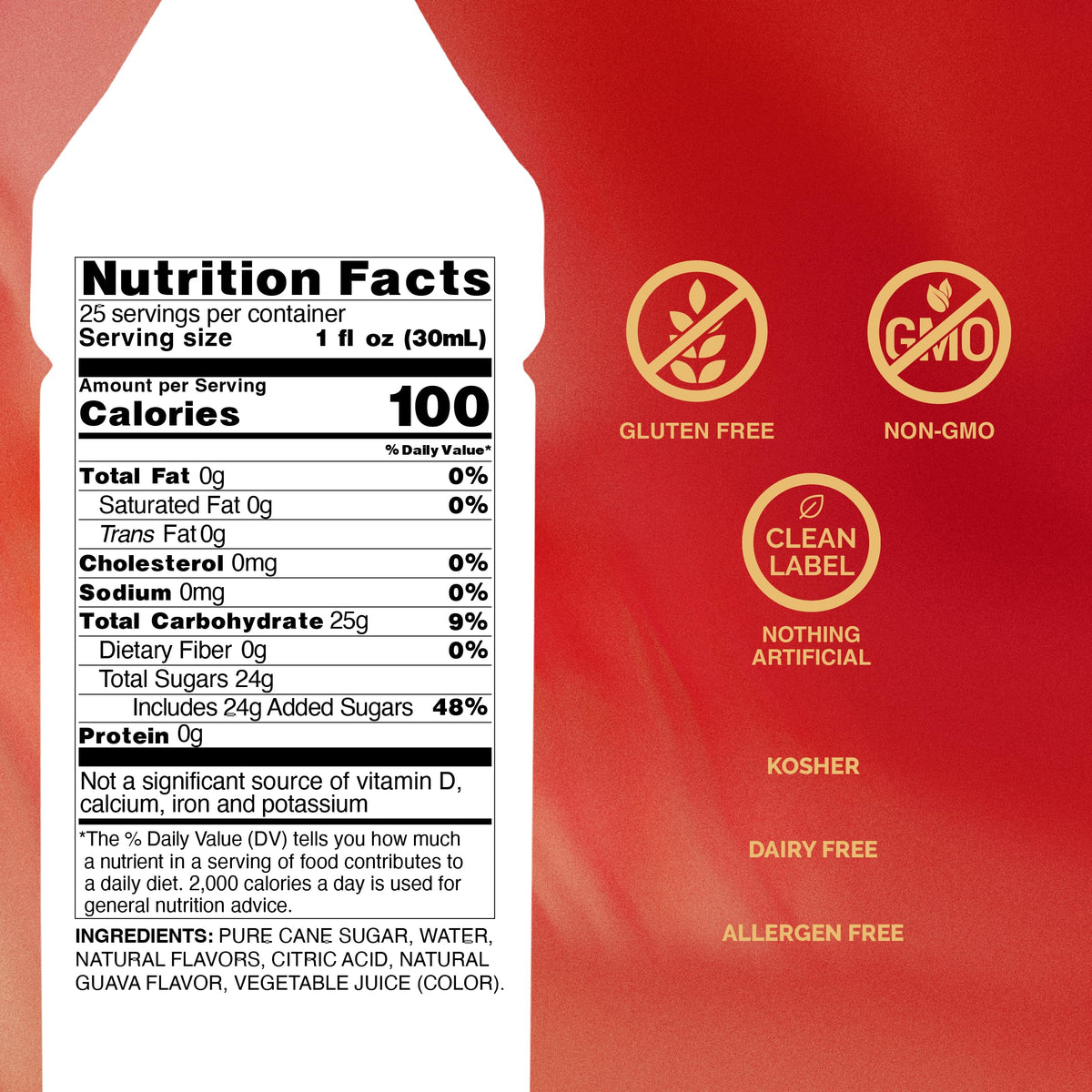 Monin Guava Syrup – Premium Tropical Flavor for Cocktails, Mocktails & Frozen Drinks | Clean Label, BPA-Free 750 ml