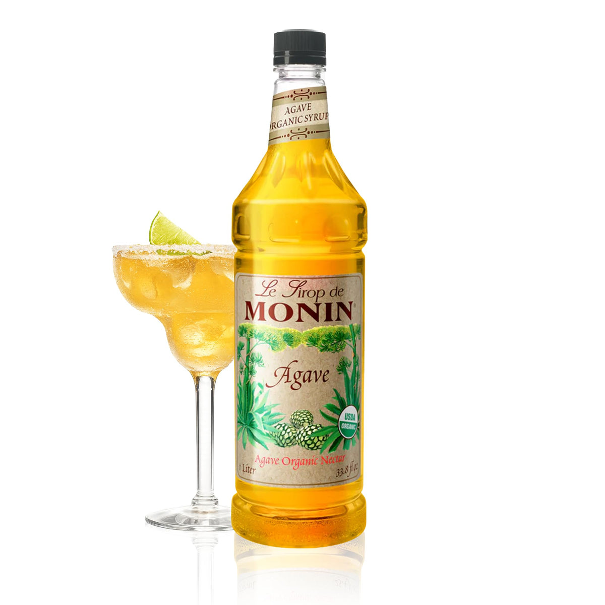 Monin Organic Agave Syrup – Sweet, Honey-Nut Flavor, 1L | Gluten-Free, Vegan, Non-GMO