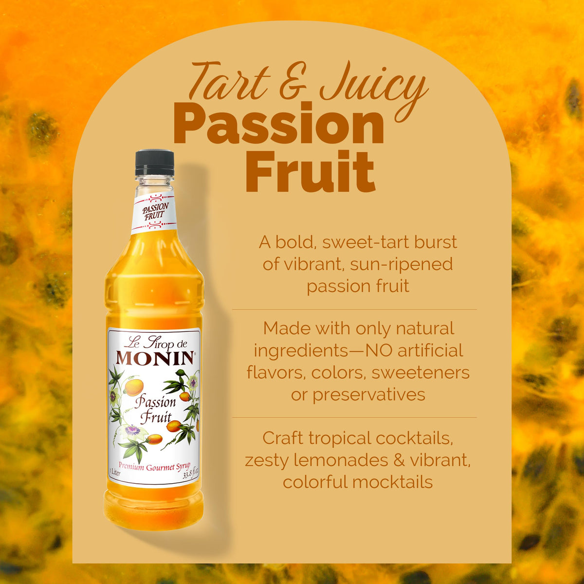 Monin Passion Fruit Syrup – Pure Tropical Flavor for Teas, Cocktails & More