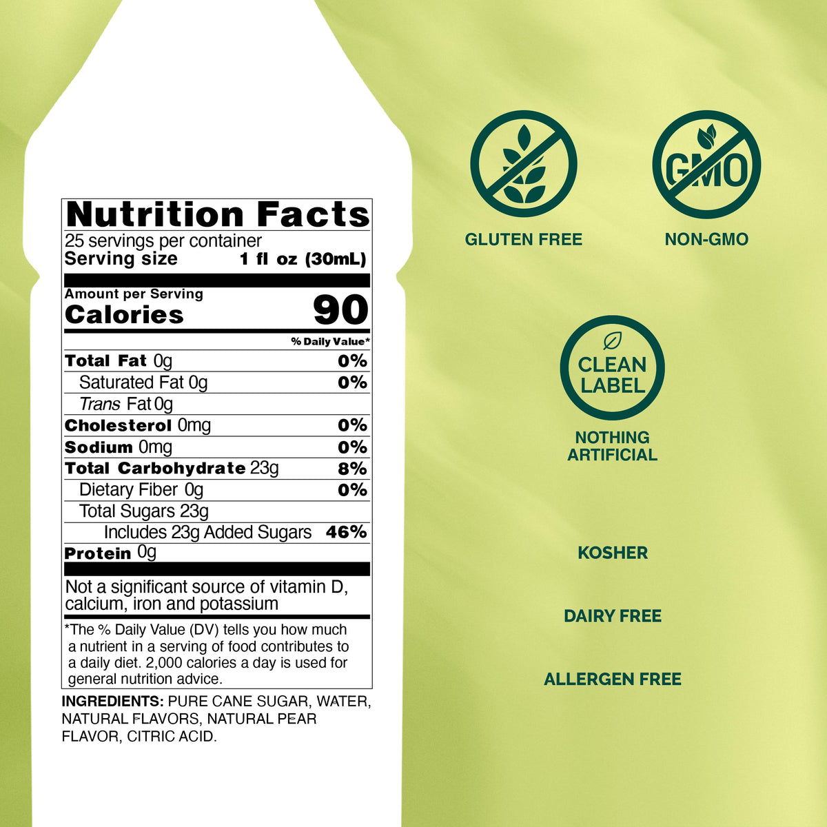 Monin Pear Syrup - Premium Pear Syrup for Cocktails, Tea & More | Clean Label, No Artificial Flavors or Preservatives | BPA-Free Glass 750 ml