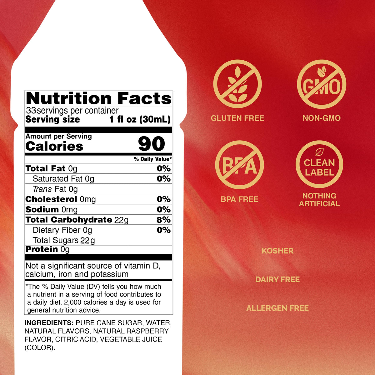 Monin Raspberry Syrup - Sweet & Tart, Great for Cocktails & Lemonades, Gluten-Free, Non-GMO (1 Liter, 2-Pack)