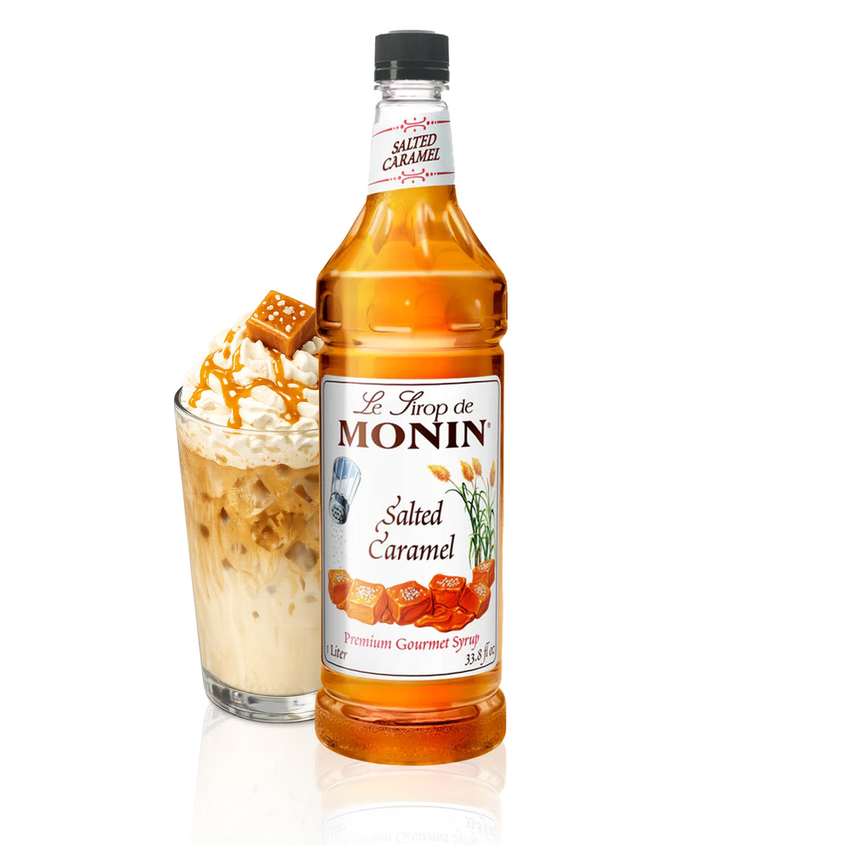 Monin Salted Caramel Syrup - Non-GMO, Gluten-Free, Ideal for Mochas, Lattes, Smoothies & Cocktails (1 L)