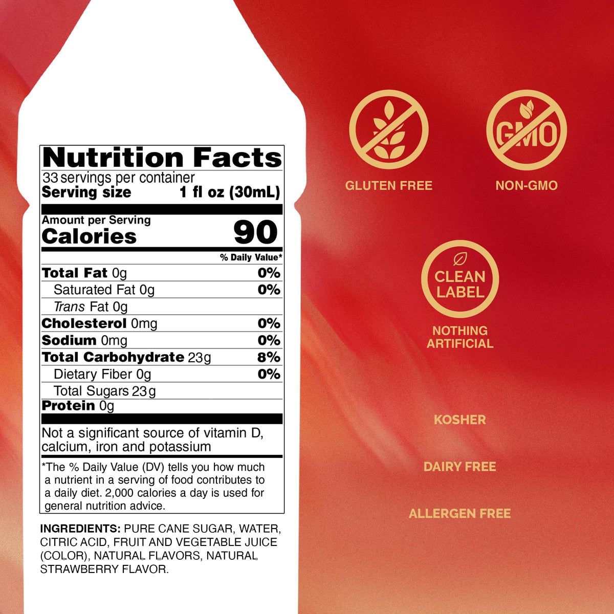 Monin Strawberry Syrup - Mild & Sweet (1 L) for Cocktails & Teas | Gluten-Free, Non-GMO