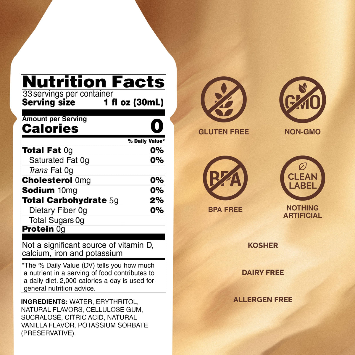 Monin Sugar Free French Vanilla Syrup – Bold Vanilla Bean Flavor for Coffee, Lattes & More (1 Liter)