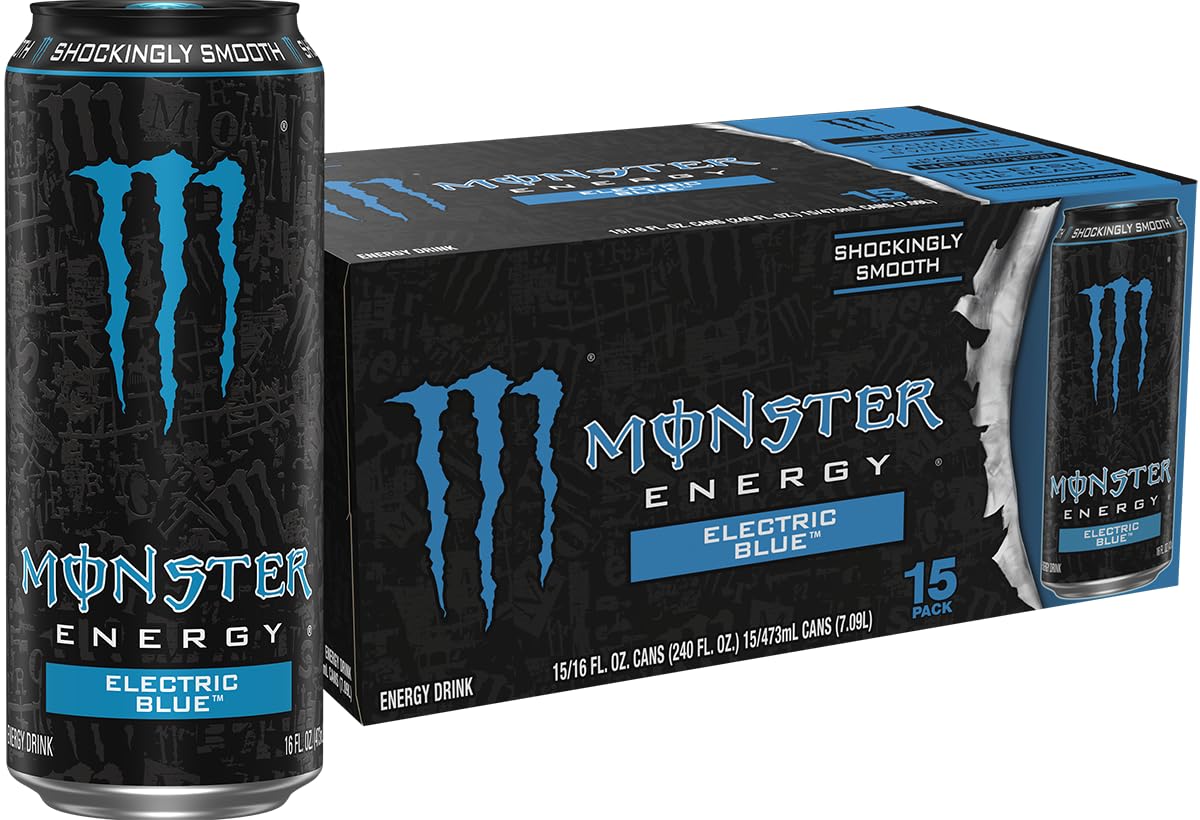 Monster Energy Electric Blue 16 oz — 15-Can Pack | Blue Raspberry Flavor