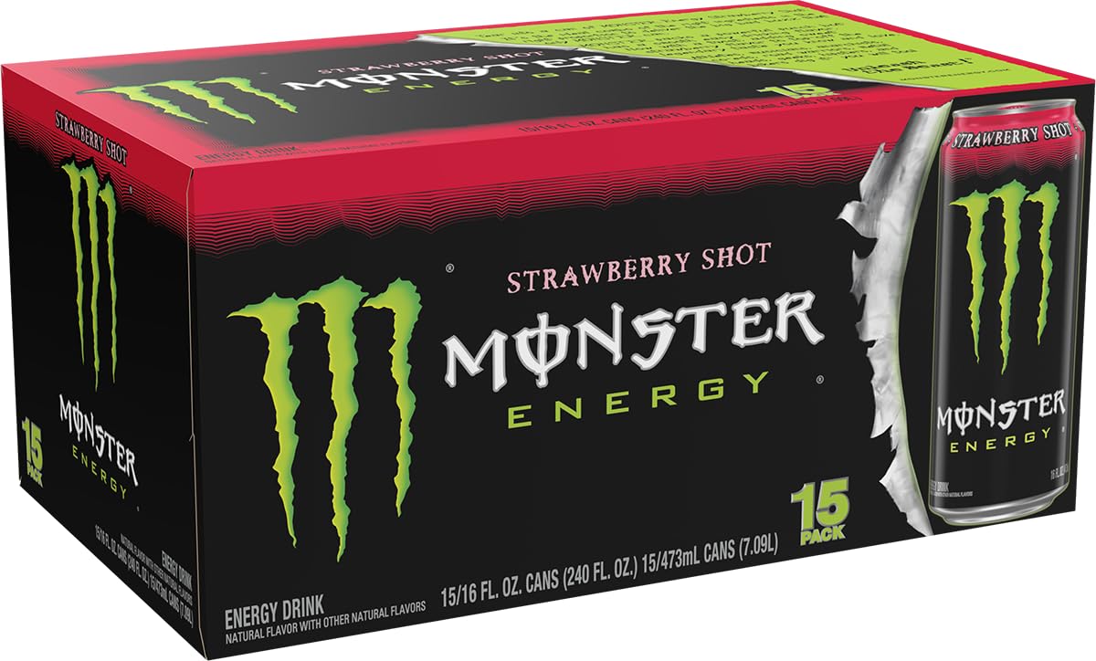 Monster Energy Strawberry Shot – 16 oz Can (Pack of 15)