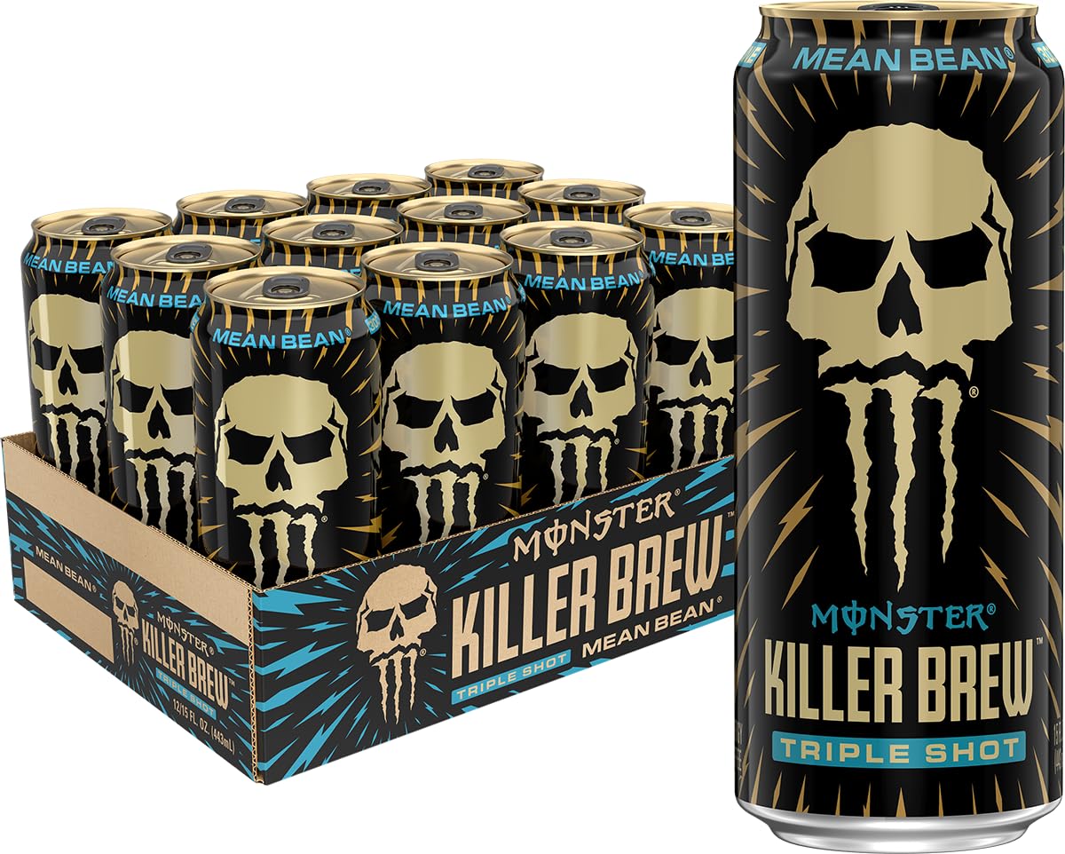 Monster Energy Killer Brew Mean Bean, 15 oz – Vanilla Coffee Flavor & Energy Boost
