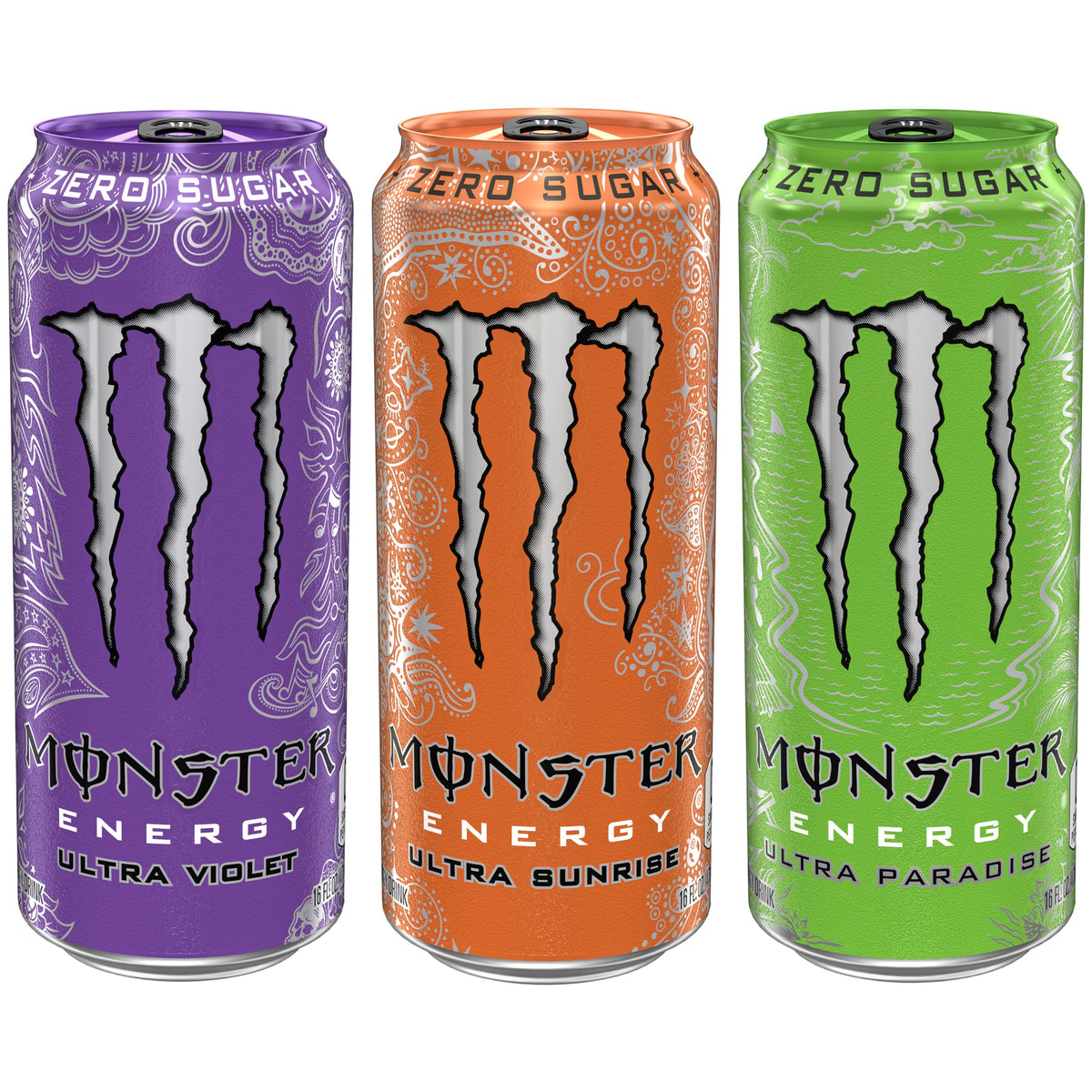 Monster Ultra Variety Pack – Sugar Free Energy, 16 oz (Violet, Sunrise, Paradise)