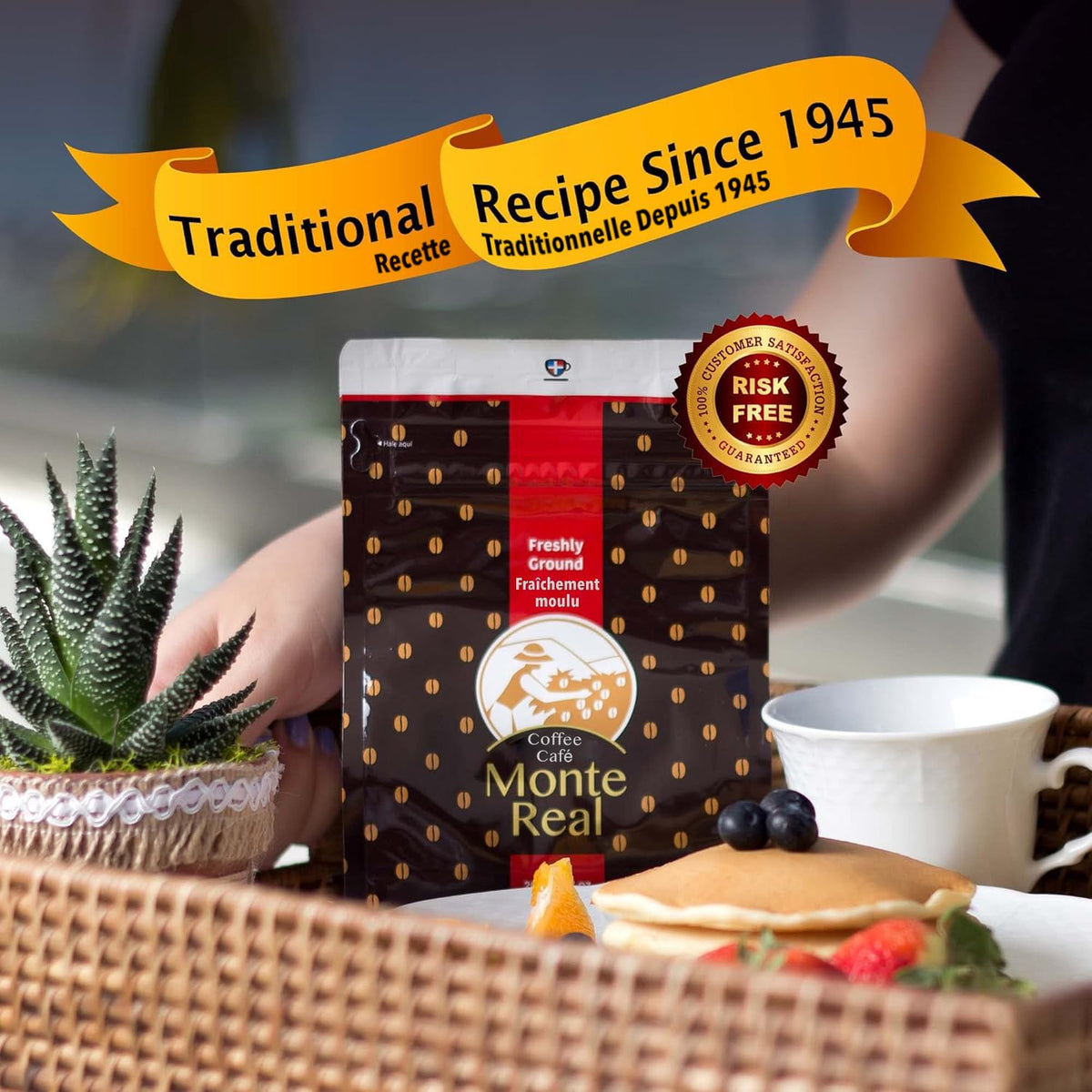 Monte Real Arabica Gourmet Coffee – Cacao Flavored Ground, Medium-Dark Roast, 400g