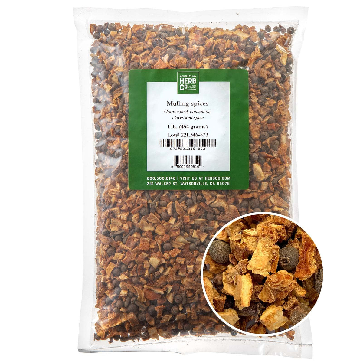 MONTEREY BAY HERB CO Traditional Mulling Spices – Cinnamon, Cloves, Allspice & Orange Peel, 1 lb