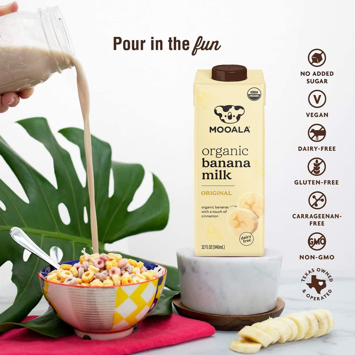 Mooala Organic Original Bananamilk – 32 oz (Pack of 6) | Shelf-Stable Non-Dairy
