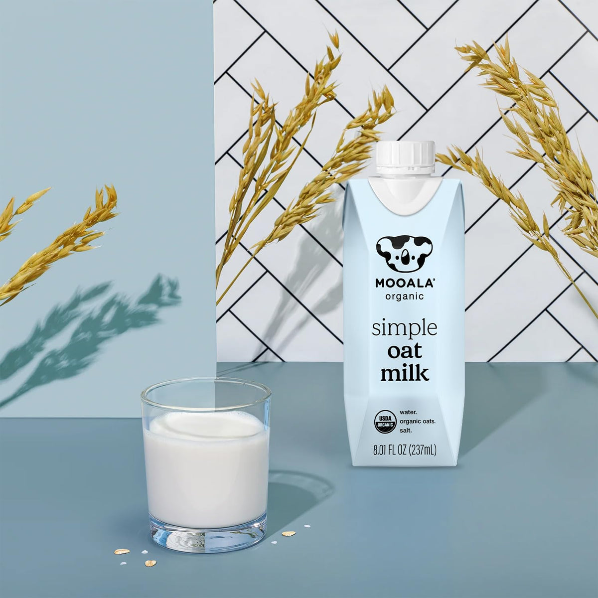 Mooala Organic Simple Oatmilk – Unsweetened 3-Ingredient Dairy-Free Oat Milk in Shelf-Stable Single-Serve Cartons (12 Pack)