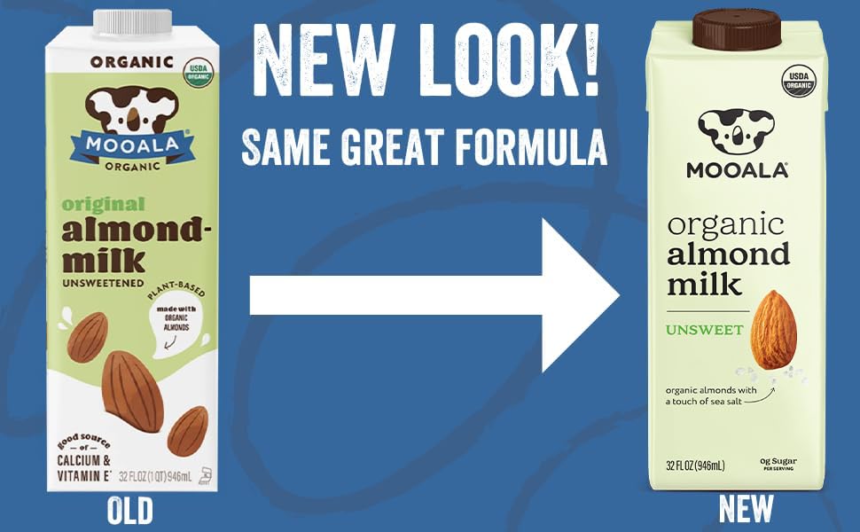 Mooala Organic Almond Milk Unsweetened – 32 fl oz (Pack of 6) | Shelf-Stable, Dairy-Free & Gluten-Free