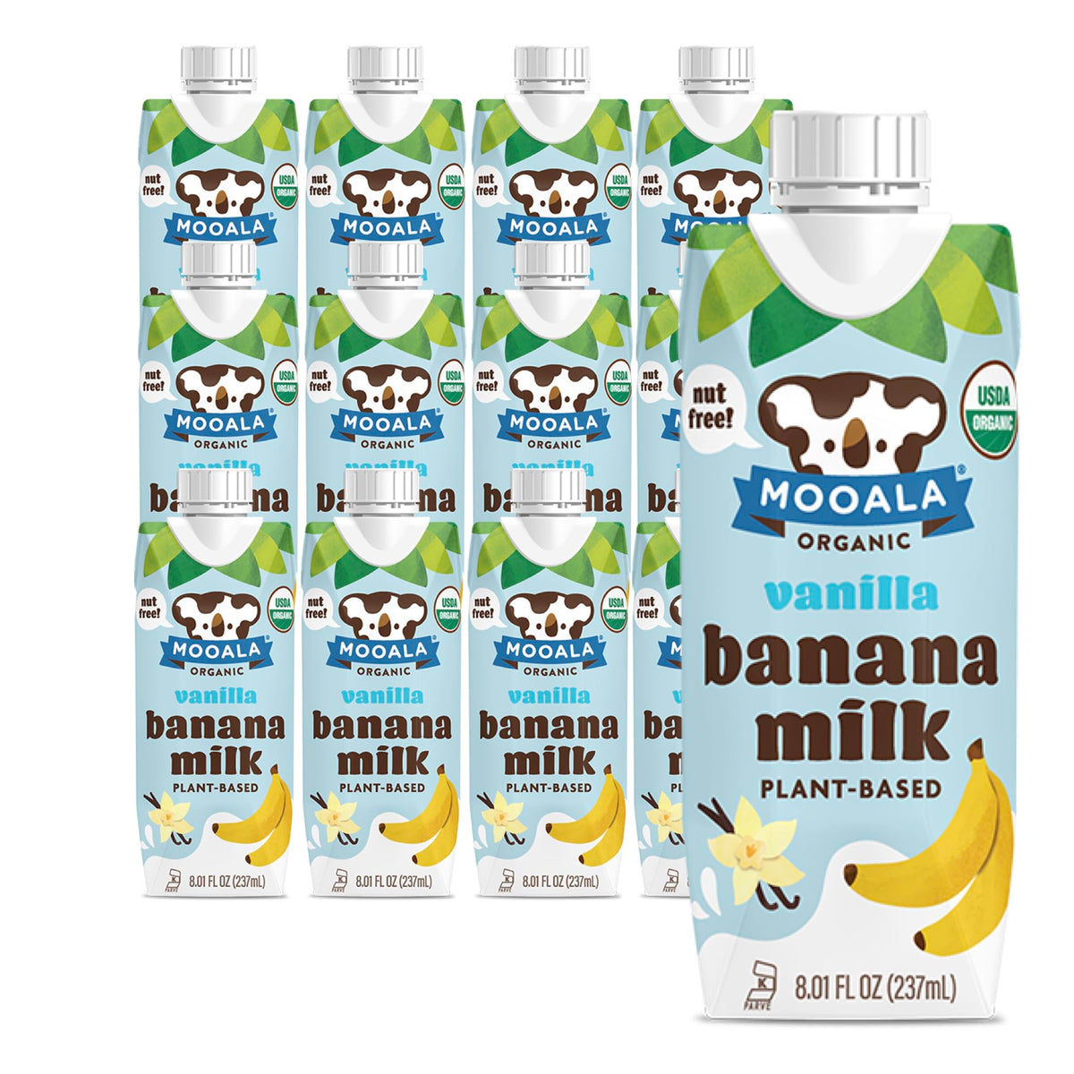 Mooala Organic Vanilla Bananamilk – Nut-Free, Shelf-Stable Plant-Based Beverage (12 Pack)