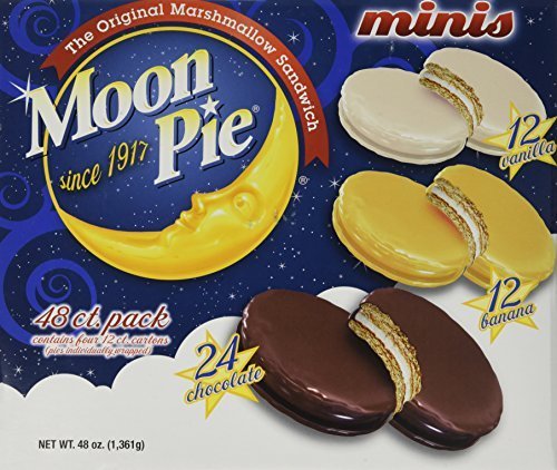 Moon Pie Mini Variety Pack – 48 Count Box (48 oz) | Chocolate, Vanilla & Banana