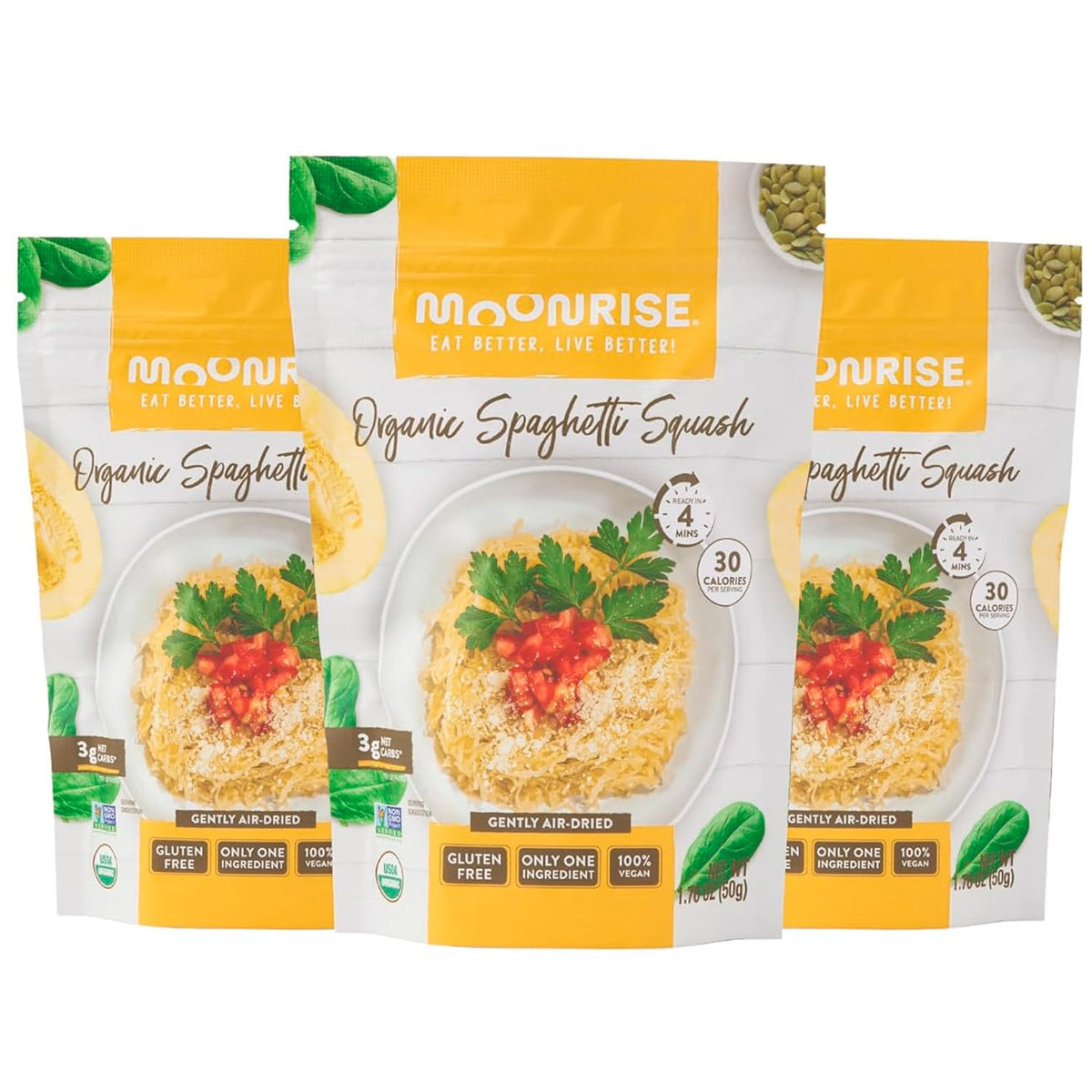 Moonrise Organic Spaghetti Squash Pasta – 1.76 oz Dry, Expands to 12 oz