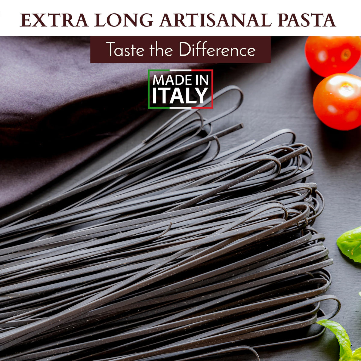 Morelli Squid Ink Pasta Linguine – Organic Black Pasta Noodles, 8.8 oz / 250 g (2-Pack)