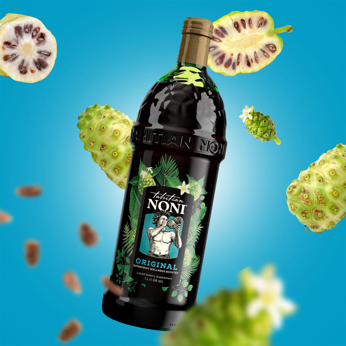 Tahitian Noni Juice by Morinda – Original Noni with Blueberry & Grape, 4 x 1L Case